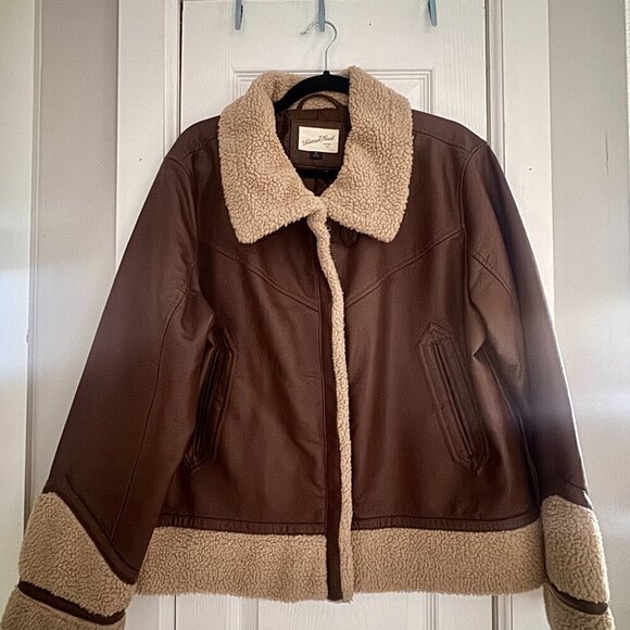 🧥 Universal Thread Faux Leather Sherpa Aviator Jacket | XXL - Picture 2 of 9
